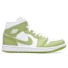 Air Jordan 1 Mid SE Women's - White/Vivid Green/White