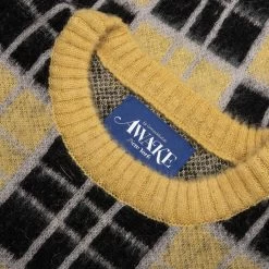Checked Mohair Sweater - Yellow -Fashion Clothing Store Awake NY Checked Mohair Sweater Yellow AWK FW22 KN004 YEL 11 28 22 Feature MG 8