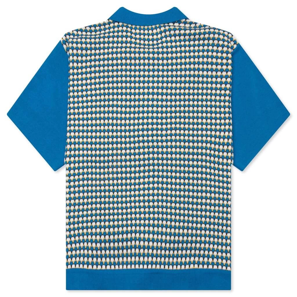 Knit Crochet S/S Button Down - Blue/Multi 2 Knit Crochet S/S Button Down - Blue/Multi - Image 2