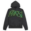 Script Oversized Embroidered Hoodie - Charcoal