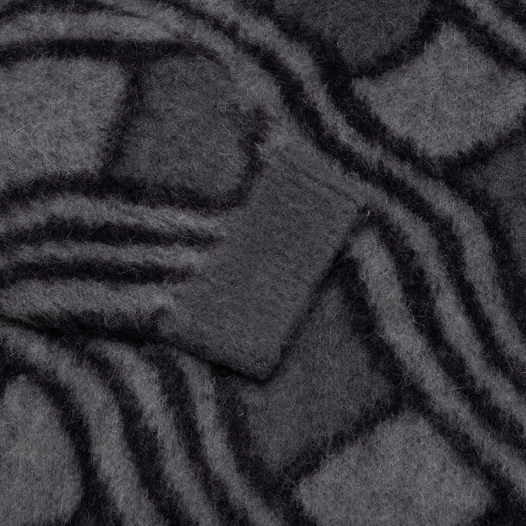 Wavy Jacquard Mohair Cardigan - Charcoal/Grey 5 Wavy Jacquard Mohair Cardigan - Charcoal/Grey - Image 5