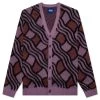 Wavy Jacquard Mohair Cardigan - Pink/Rust