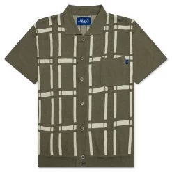 Awake Windowpane Short Sleeve Cardigan - Sand/Light Yellow