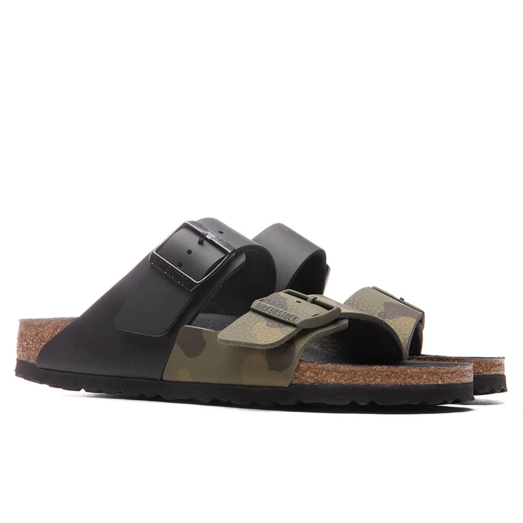 Birkenstock Women's Narrow Arizona Split Birko-Flor - Black/Desert Soil Camo Green 3 Birkenstock Women's Narrow Arizona Split Birko-Flor - Black/Desert Soil Camo Green - Image 3