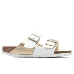 Birkenstock Women's Narrow Arizona Split Birko-Flor - White/Gold