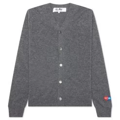 Comme Des Garcons PLAY X The Artist Invader Button Cardigan - Grey