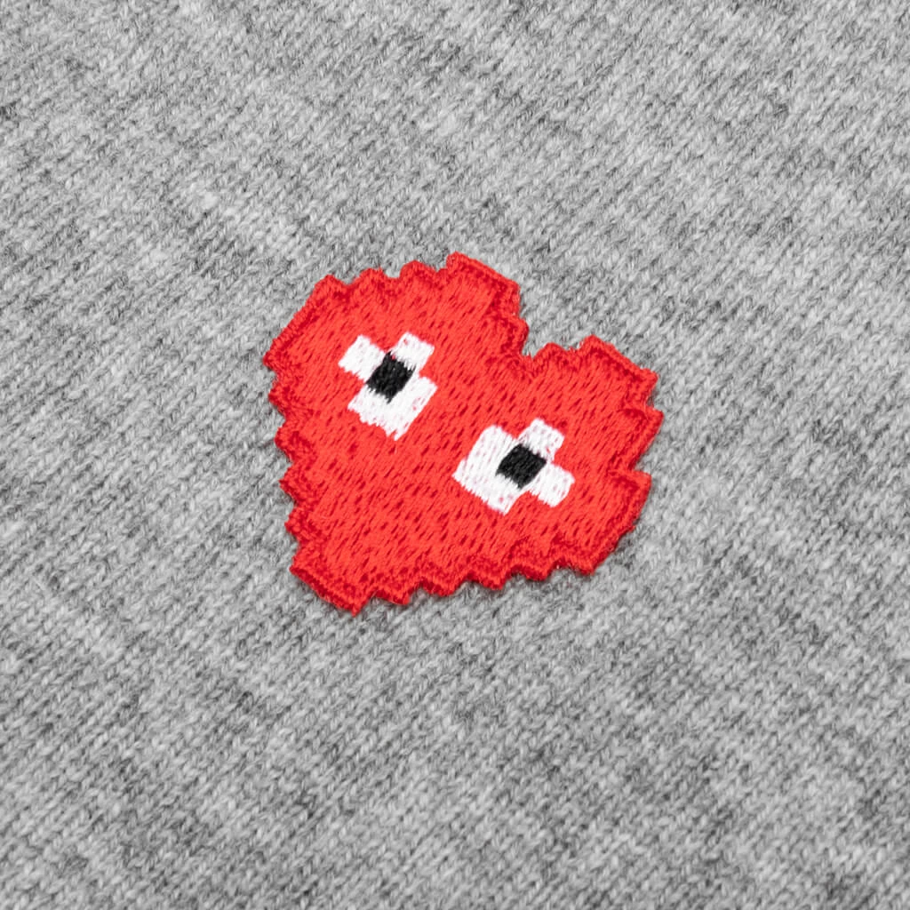 Comme Des Garcons PLAY X The Artist Invader Cardigan - Top Grey 3 Comme Des Garcons PLAY X The Artist Invader Cardigan - Top Grey - Image 3