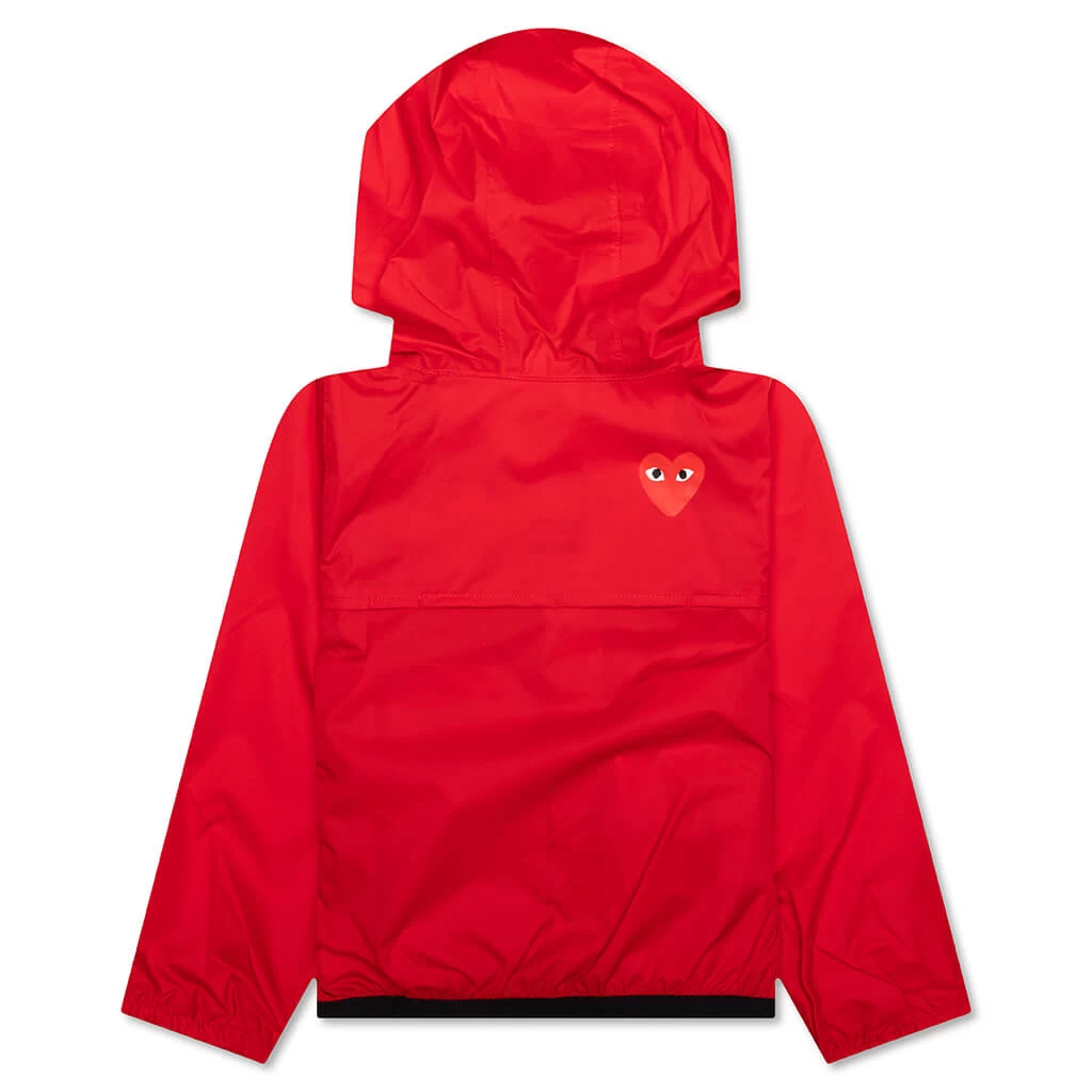 Comme Des Garcons Play X K-Way Kids Full Zip Jacket - Red 2 Comme Des Garcons Play X K-Way Kids Full Zip Jacket - Red - Image 2