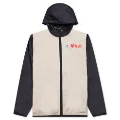 Comme Des Garcons Play X K-Way Logos Full Zip Jacket - Beige/Black