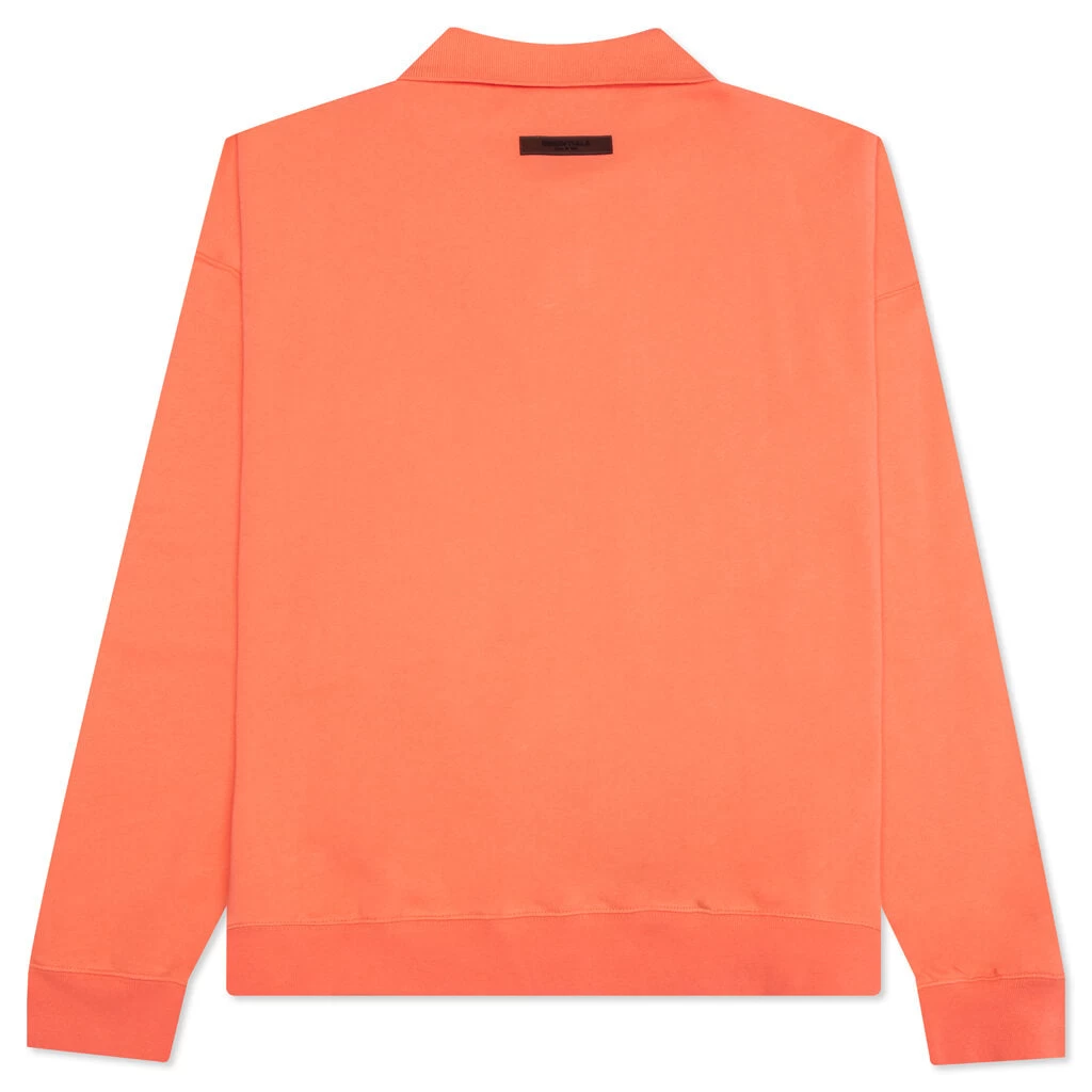 Essentials L/S Polo - Coral 2 Essentials L/S Polo - Coral - Image 2