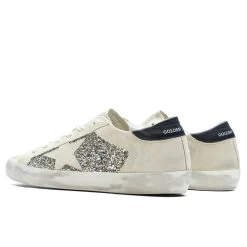 Golden Goose Women's Glitter Suede Super Star - Platinum/Beige/Black -Fashion Clothing Store Golden Goose Women s Sneakers Glitter Suede Super Star Platinum Beige Black GWF00103.F004150.82166 09 15 23 Feature KN 5
