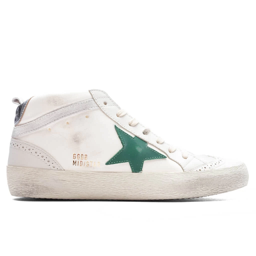 Golden Goose Women's Sneakers Nappa Suede Mid Star - Cream/Milky/Green 1 Golden Goose Women's Sneakers Nappa Suede Mid Star - Cream/Milky/Green
