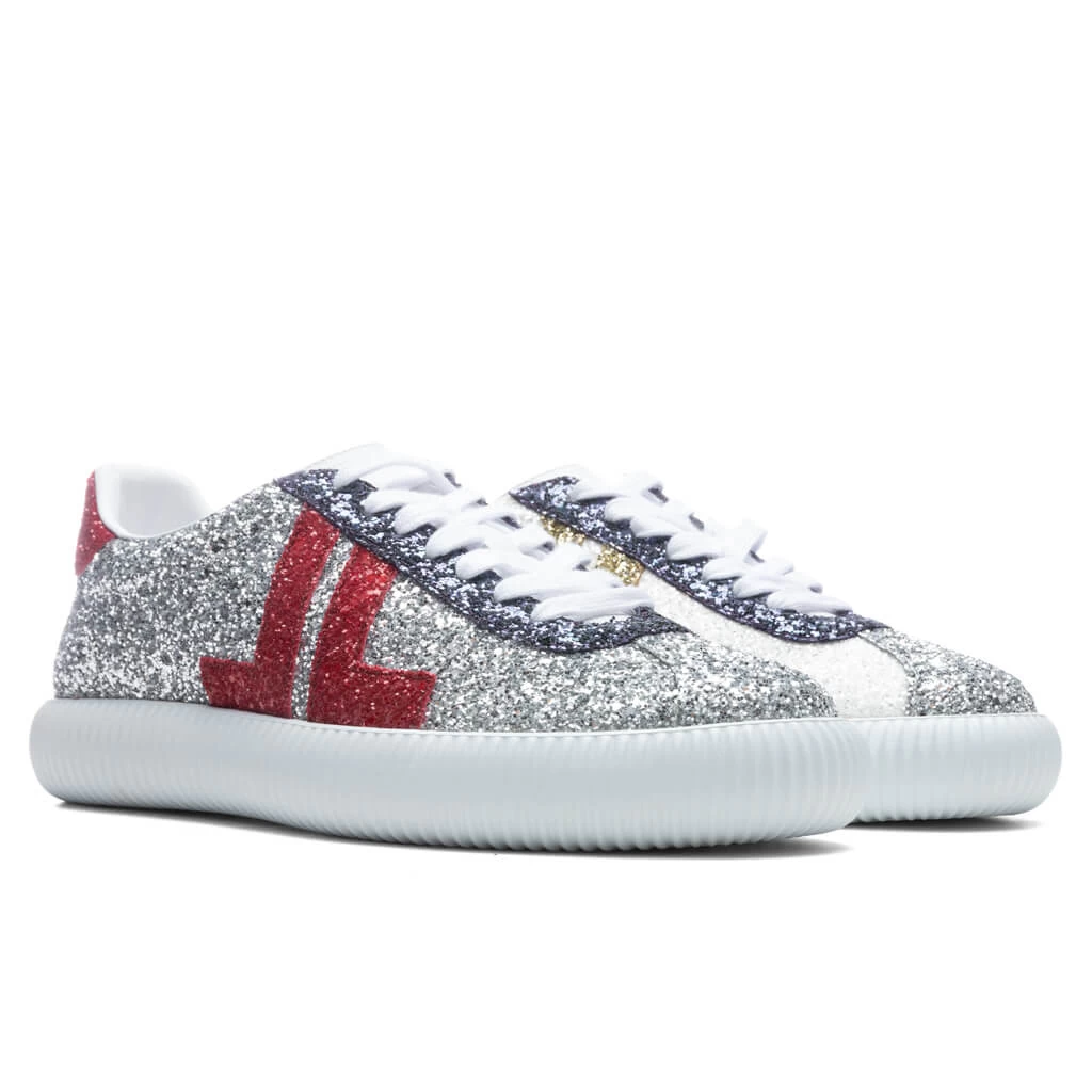 Lanvin Glen Low Top Sneakers - Silver/Red 2 Lanvin Glen Low Top Sneakers - Silver/Red - Image 2