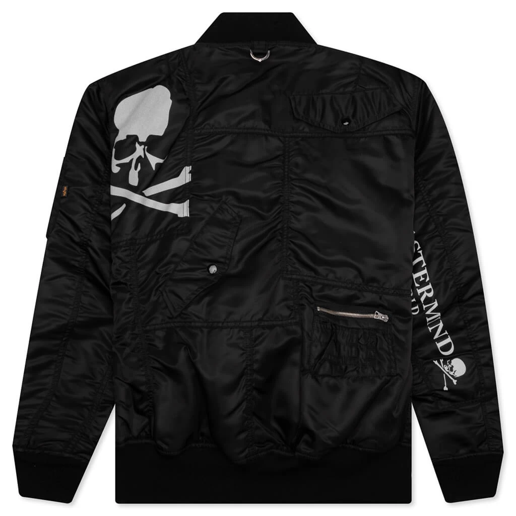 Mastermind World X Alpha Industries Patchwork MA-1 Bomber Jacket - Black 2 Mastermind World X Alpha Industries Patchwork MA-1 Bomber Jacket - Black - Image 2