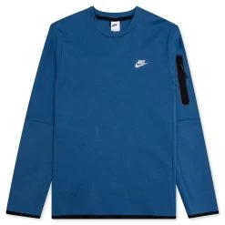 Nike Sportswear Tech Fleece Crew - Dark Marina Blue/Light Bone