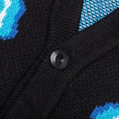 Pleasures Volt Jacquard Cardigan - Black 6 Pleasures Volt Jacquard Cardigan - Black -Fashion Clothing Store PLEASURES Volt Jacquard Cardigan Black P22SP025 BLACK 04 25 22 Feature 54