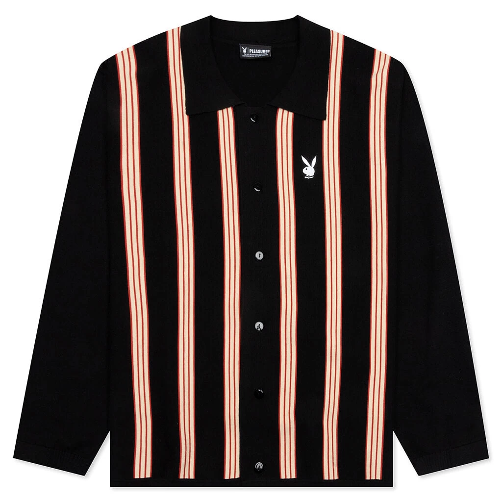 PLEASURES X Playboy Club Woven Cardigan Sweater - Black 1 PLEASURES X Playboy Club Woven Cardigan Sweater - Black