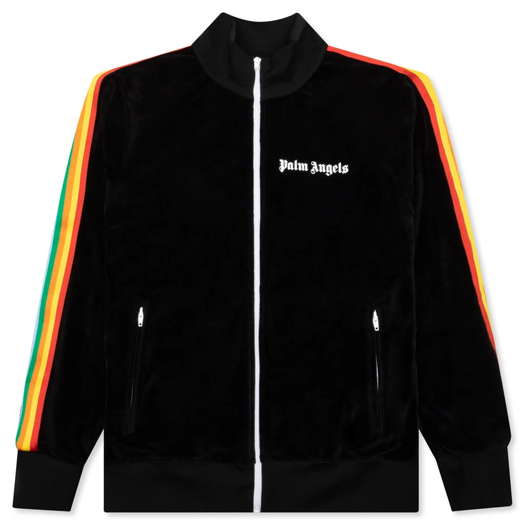 Palm Angels Rainbow Chenille Track Jacket - Black/White 1 Palm Angels Rainbow Chenille Track Jacket - Black/White