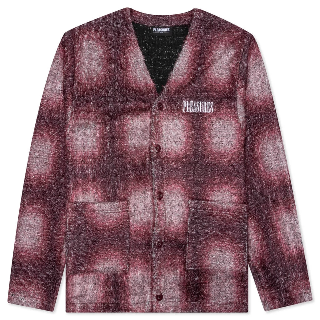 Pleasures Spray Cardigan - Red 1 Pleasures Spray Cardigan - Red