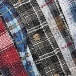 Rebuild By Flannel Shirt Ribbon Shirt - Grey/Olive -Fashion Clothing Store Rebuild by Needles Flannel Shirt Ribbon Shirt Grey Olive LQ309 MLT LG 001 12 04 22 Feature JM 5