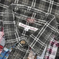 Rebuild By Flannel Shirt Ribbon Shirt - Grey/Olive -Fashion Clothing Store Rebuild by Needles Flannel Shirt Ribbon Shirt Grey Olive LQ309 MLT LG 001 12 04 22 Feature JM 6