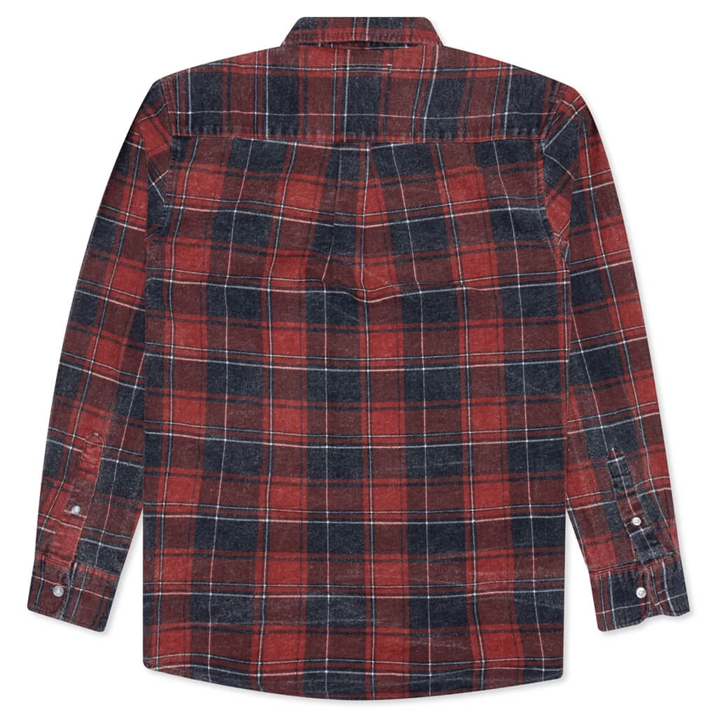 Rebuild By Flannel Shirt Ribbon Shirt - Red/Navy 2 Rebuild By Flannel Shirt Ribbon Shirt - Red/Navy - Image 2