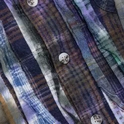 Rebuild 7 Cut Flannel Ribbon Shirt- Multi/ Tie Dye -Fashion Clothing Store Rebuild by Needles Flannel Shirt Ribbon Shirt Tie Dye Multi LQ310 MLT 12 18 22 Feature DV 11