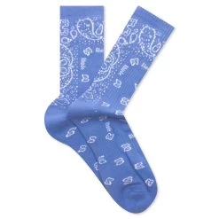 Rhude Bandana Jacquard Sock - Sky Blue/White