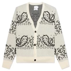 Rhude Bandana Stripe Cardigan - Creme/Black