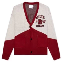 Rhude Grand Prix Cardigan - Creme/Black/Red
