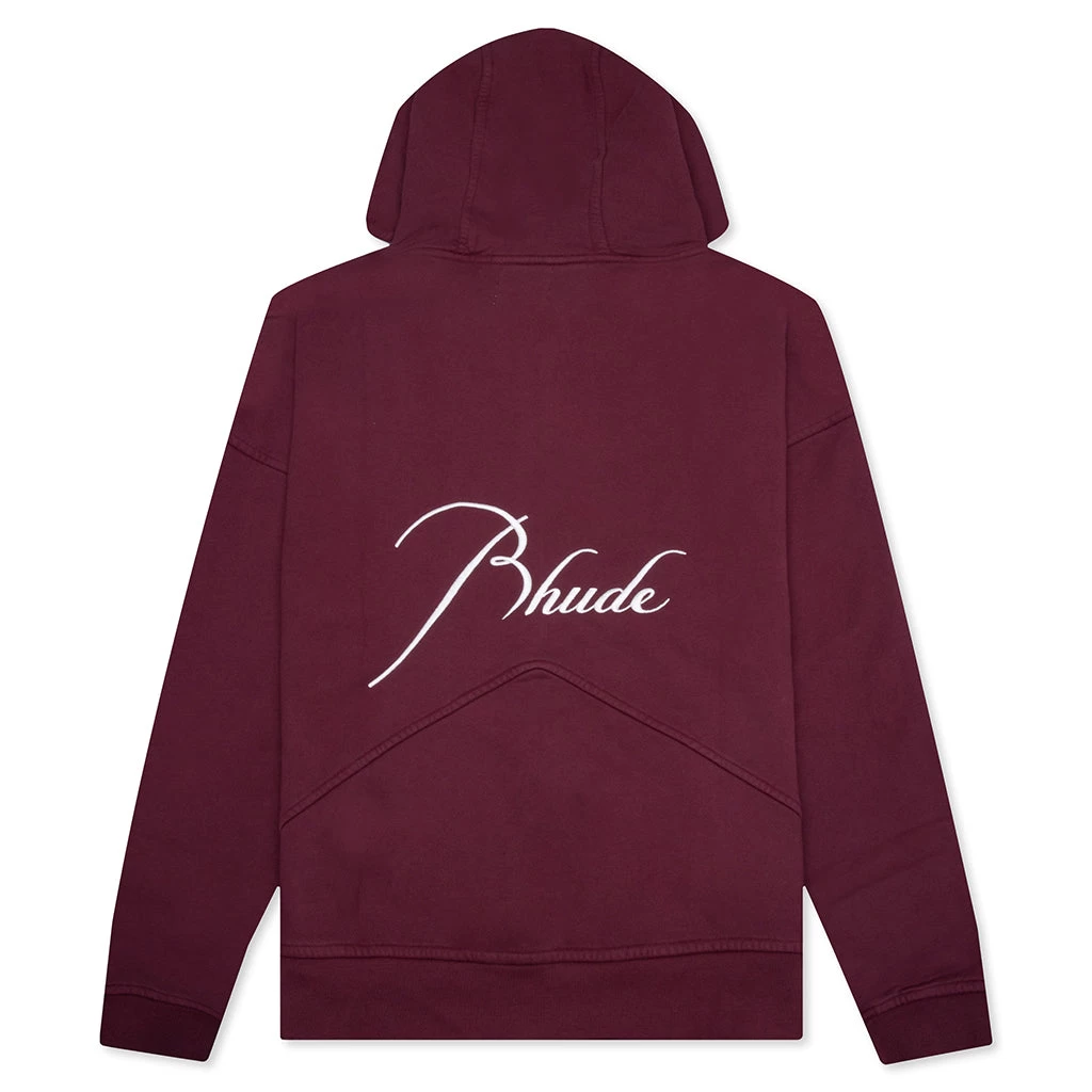 Rhude Zip Up Hoodie - Bordeux 2 Rhude Zip Up Hoodie - Bordeux - Image 2