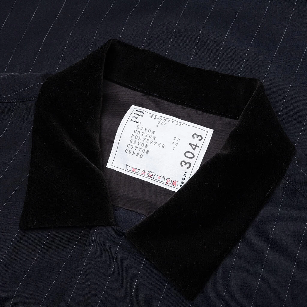 Sacai Chalk Stripe Shirt - Navy 3 Sacai Chalk Stripe Shirt - Navy - Image 3