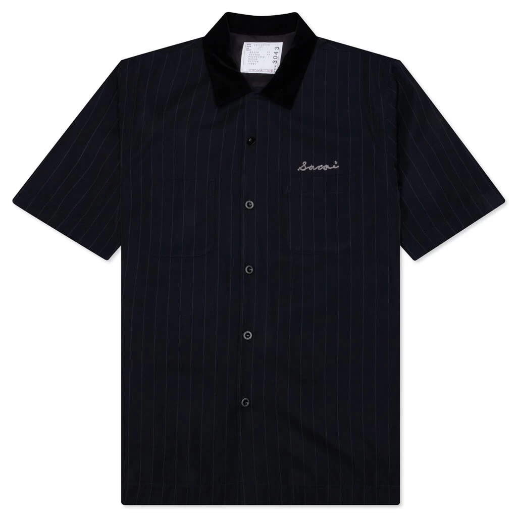 Sacai Chalk Stripe Shirt - Navy 1 Sacai Chalk Stripe Shirt - Navy