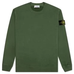 Stone Island Brushed Crewneck Sweatshirt - Olive Green