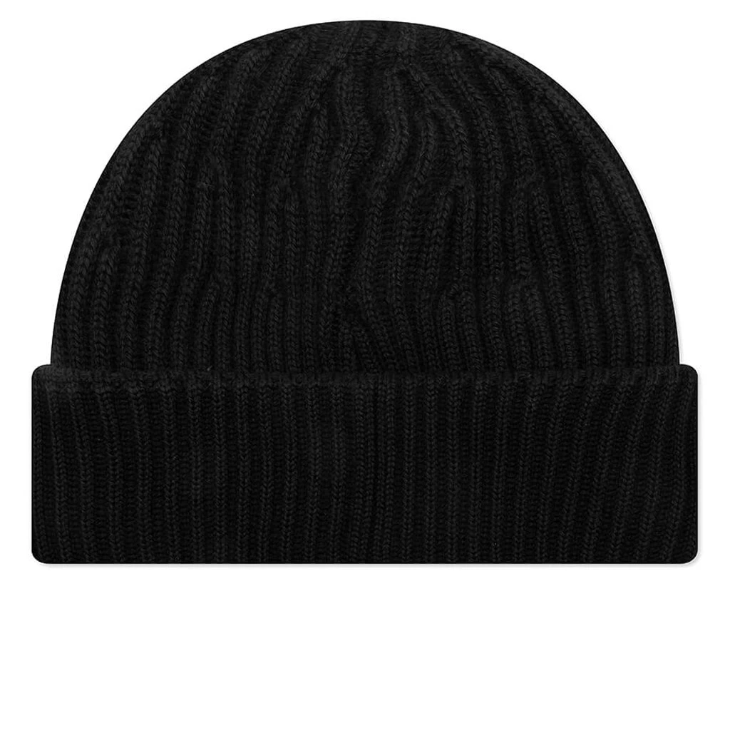 Stone Island Full Rib Wool Beanie - Black 3 Stone Island Full Rib Wool Beanie - Black - Image 3