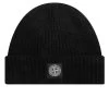 Stone Island Ribbed Geelong Wool Beanie - Black