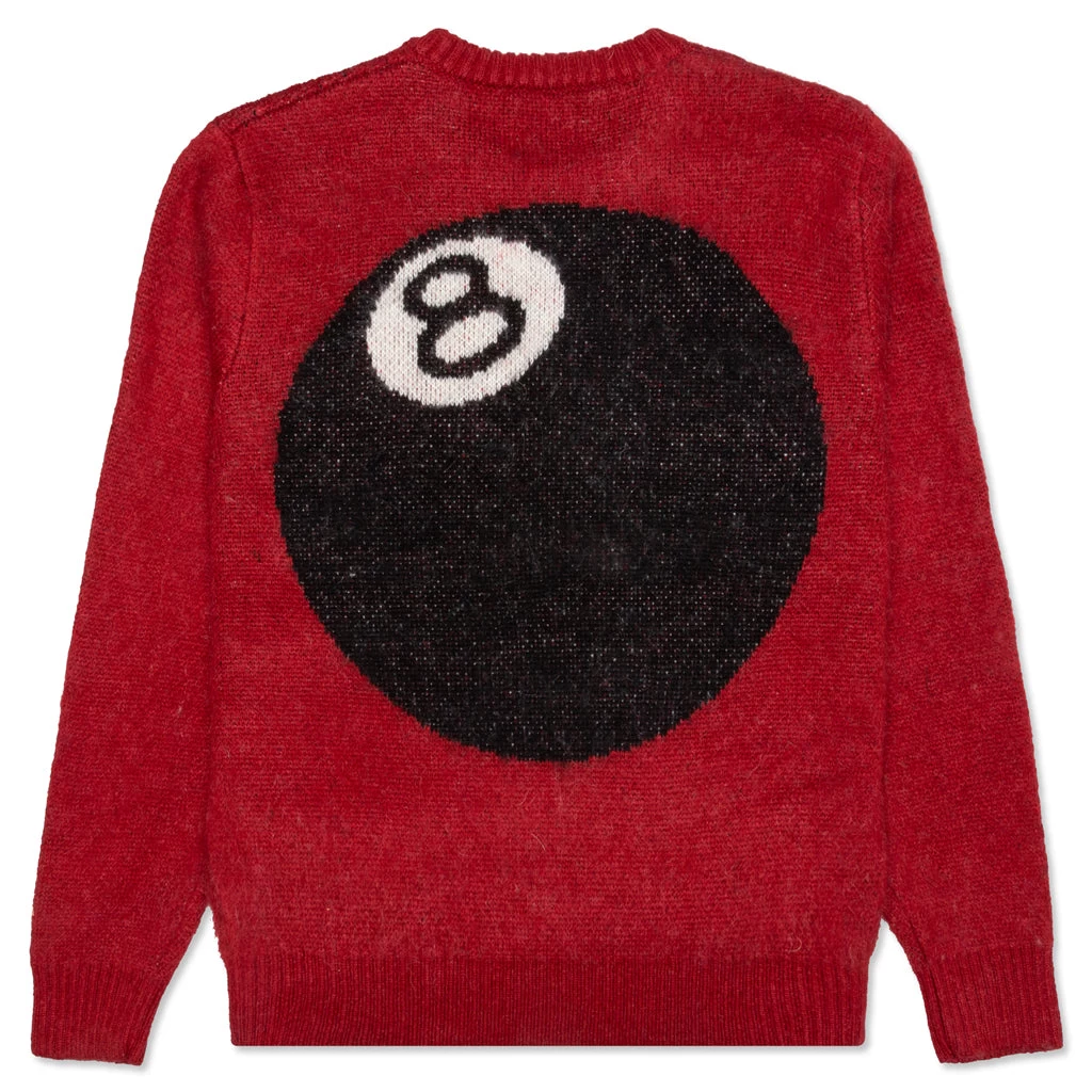 Stussy 8 Ball Heavy Brushed Mohair Sweater - Red 2 Stussy 8 Ball Heavy Brushed Mohair Sweater - Red - Image 2