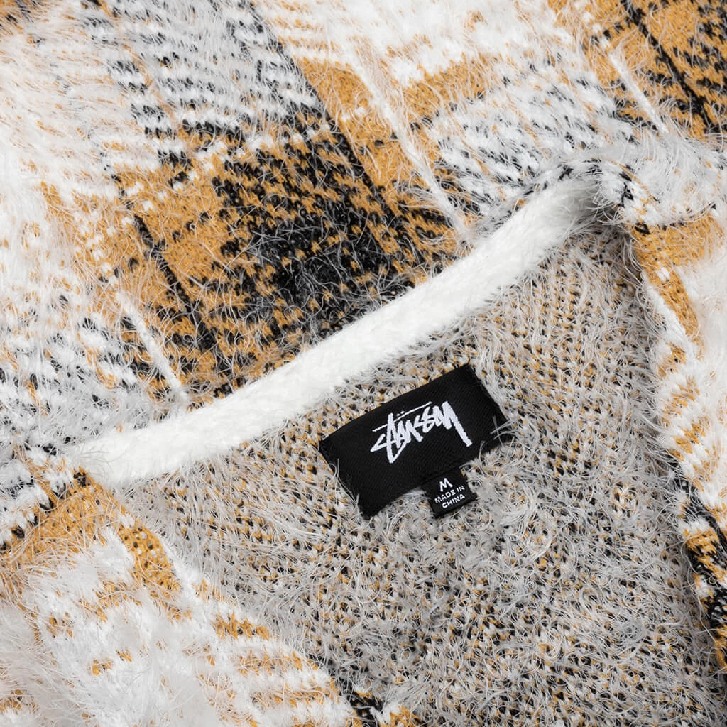 Stussy Hairy Plaid Cardigan - Gold 3 Stussy Hairy Plaid Cardigan - Gold - Image 3