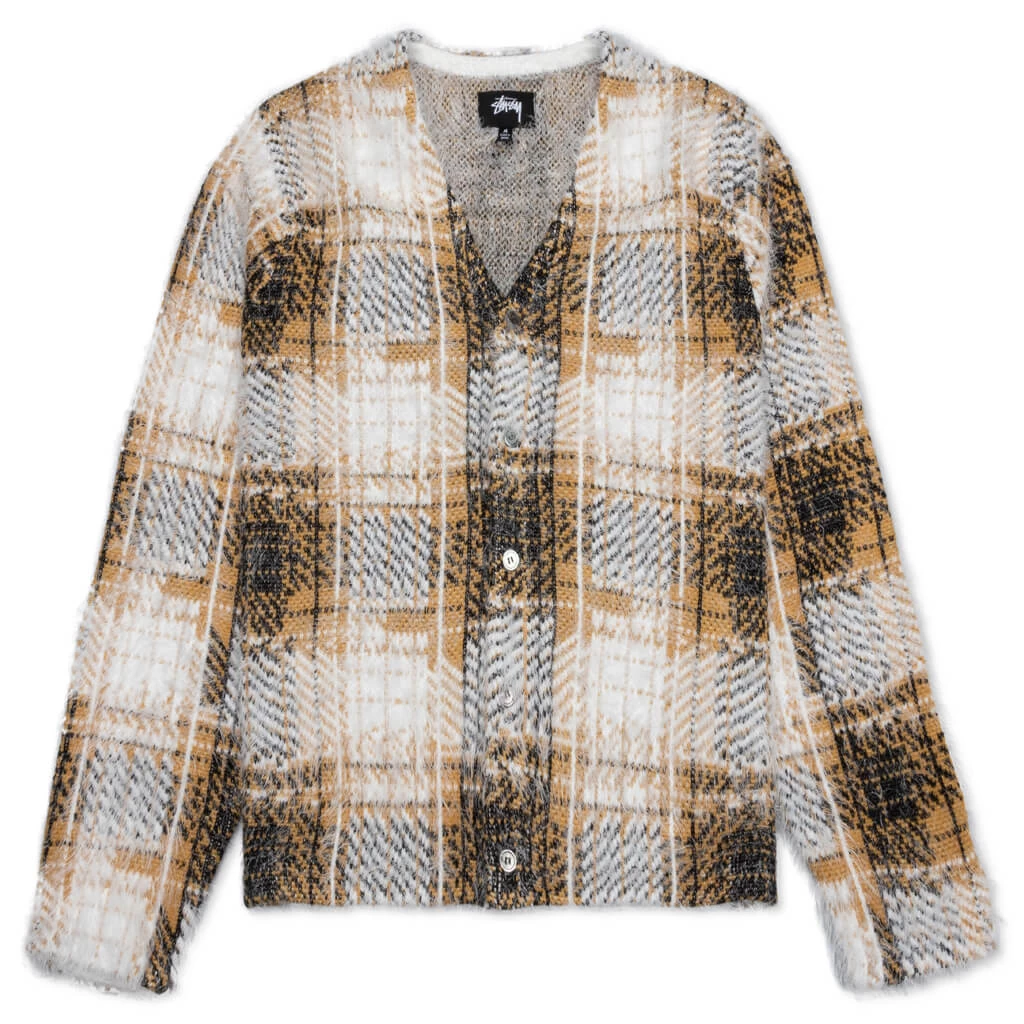 Stussy Hairy Plaid Cardigan - Gold 1 Stussy Hairy Plaid Cardigan - Gold