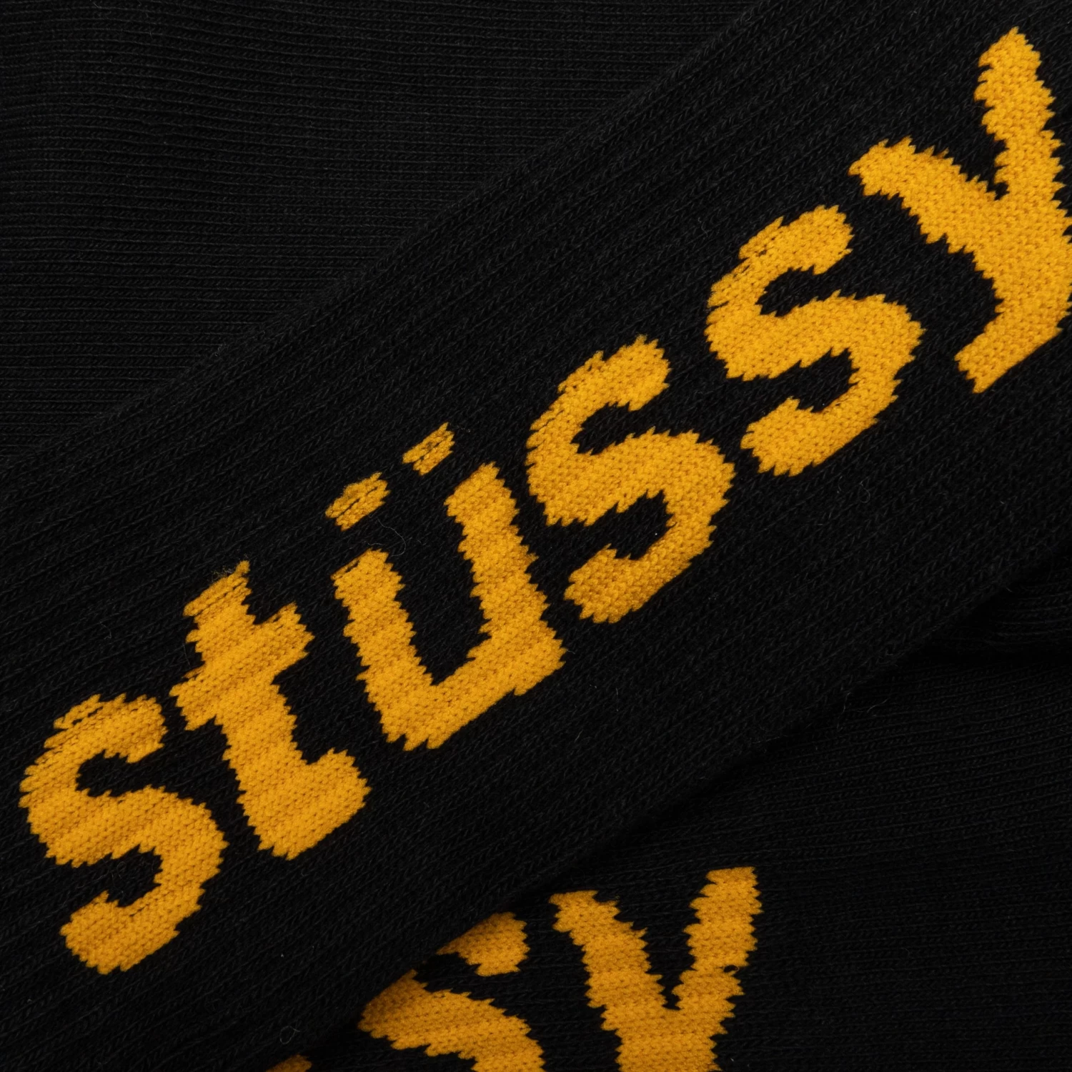 Stussy Helvetica Crew Socks - Black/Yellow 2 Stussy Helvetica Crew Socks - Black/Yellow - Image 2
