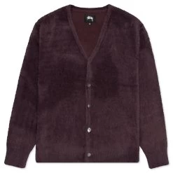 Stussy Shaggy Cardigan - Eggplant