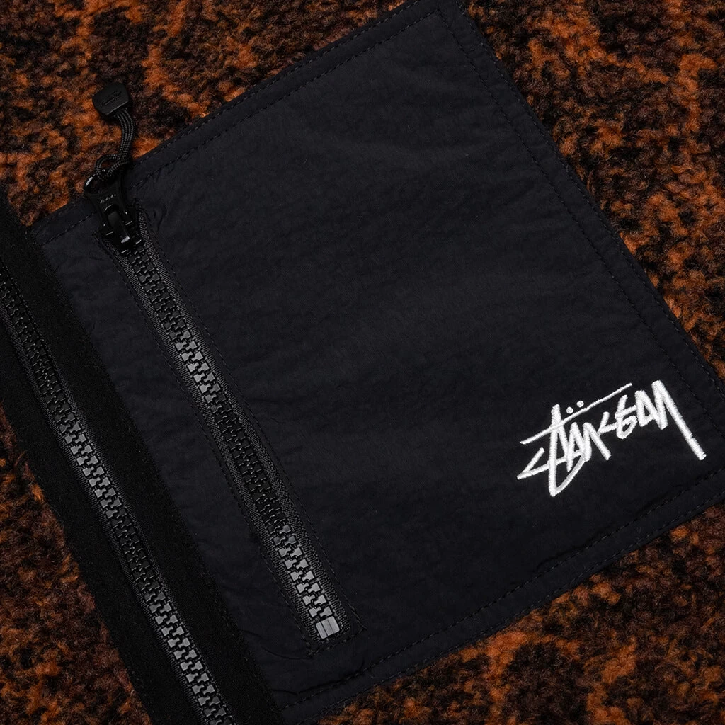 Stussy Snake Jacquard Sherpa Jacket - Brown 3 Stussy Snake Jacquard Sherpa Jacket - Brown - Image 3