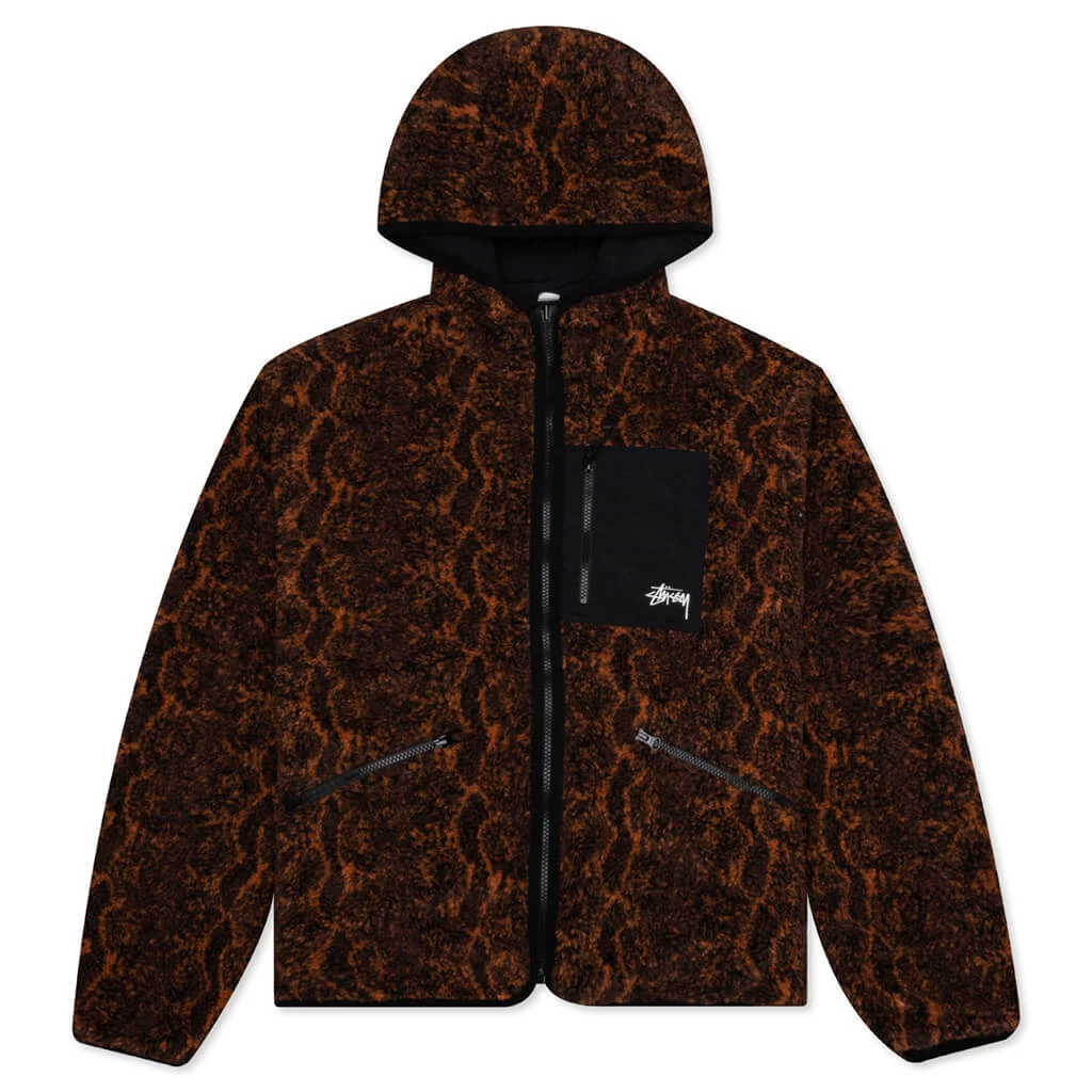 Stussy Snake Jacquard Sherpa Jacket - Brown 1 Stussy Snake Jacquard Sherpa Jacket - Brown