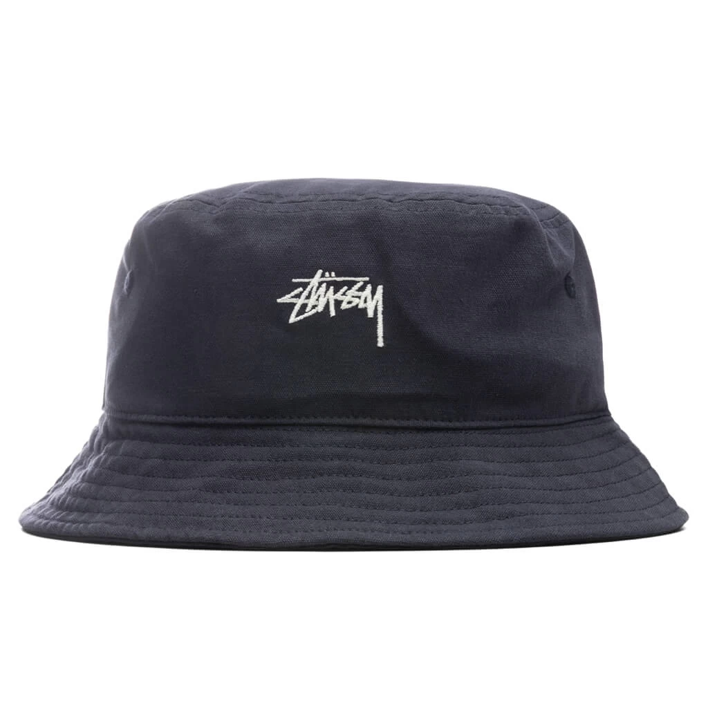 Stussy Stock Canvas Bucket Hat - Navy 1 Stussy Stock Canvas Bucket Hat - Navy