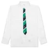 Straight Fit W/ Trompe L'oeil Silk Tie Shirt - White
