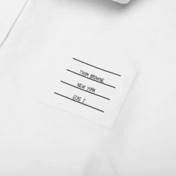 Straight Fit W/ Trompe L'oeil Silk Tie Shirt - White 8 Straight Fit W/ Trompe L'oeil Silk Tie Shirt - White -Fashion Clothing Store Thom Browne Straight Fit w Trompe L oeil Silk Tie Shirt White MWL377A 06177 100 04 30 23 Feature KN 7