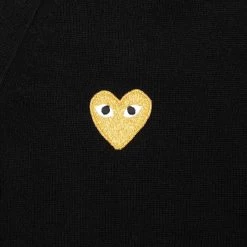 Gold Heart Cardigan - Black -Fashion Clothing Store comme des garcons play gold heart cardigan black 3