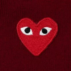 Knit Cardigan Red Heart - Burgundy -Fashion Clothing Store comme des garcons play knit cardigan red heart burgundy 3
