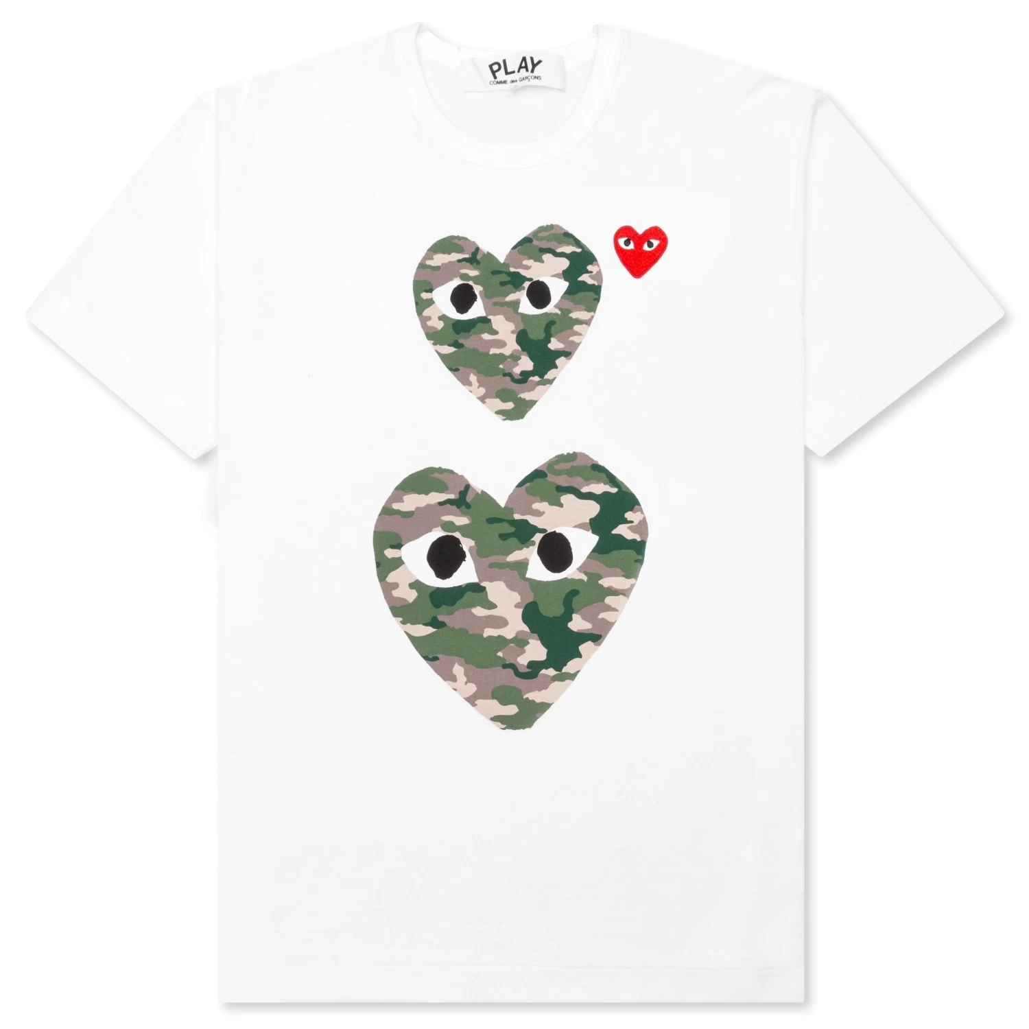 Women's Camouflage Double Heart T-Shirt - White 1 Women's Camouflage Double Heart T-Shirt - White