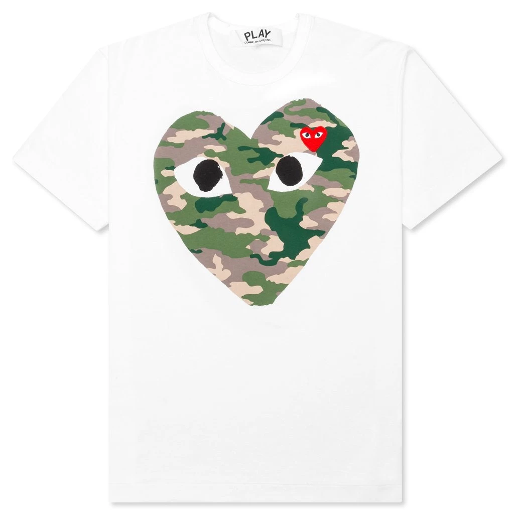 Women's Camouflage Heart T-Shirt - White 1 Women's Camouflage Heart T-Shirt - White